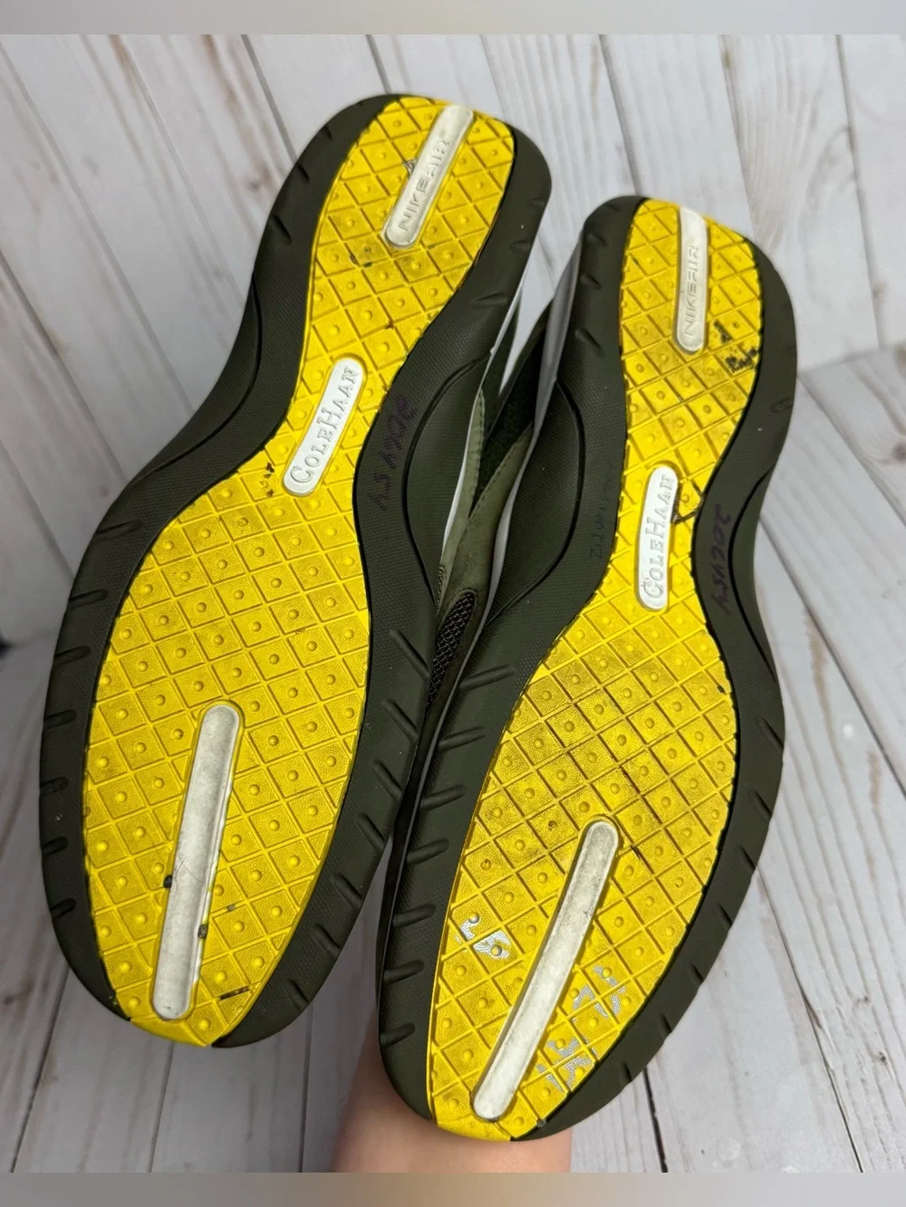 Cole Haan Green Suede Nike Air Slip On Sneakers Rubber Sole Nursing Comfort